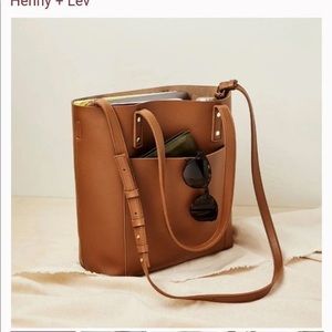 Henny and Lev Vegan Leather Tote Bag with pockets